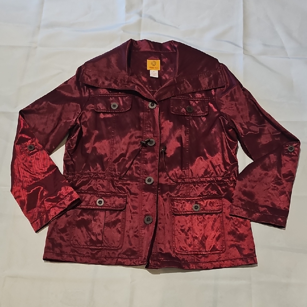Ruby Rd. Shiny Burgundy Utility Jacket - image 1